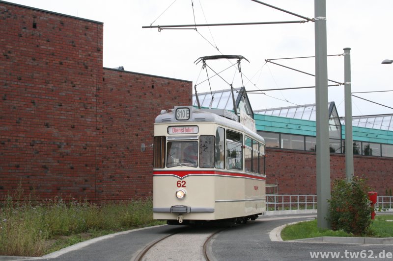 Kleine Pause im Betriebshof Engelsburg auf dem Brems- und Prüfgleis vor der Wagenhalle.